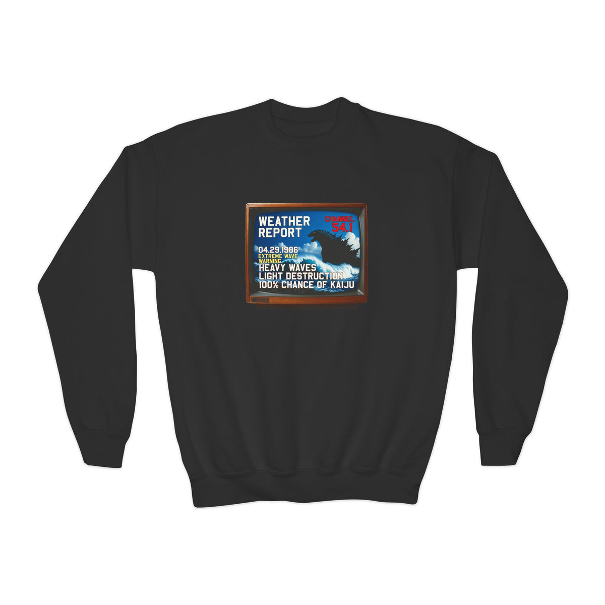 Youth Kaiju Weather Sweatshirt - 90% Chance of Fun