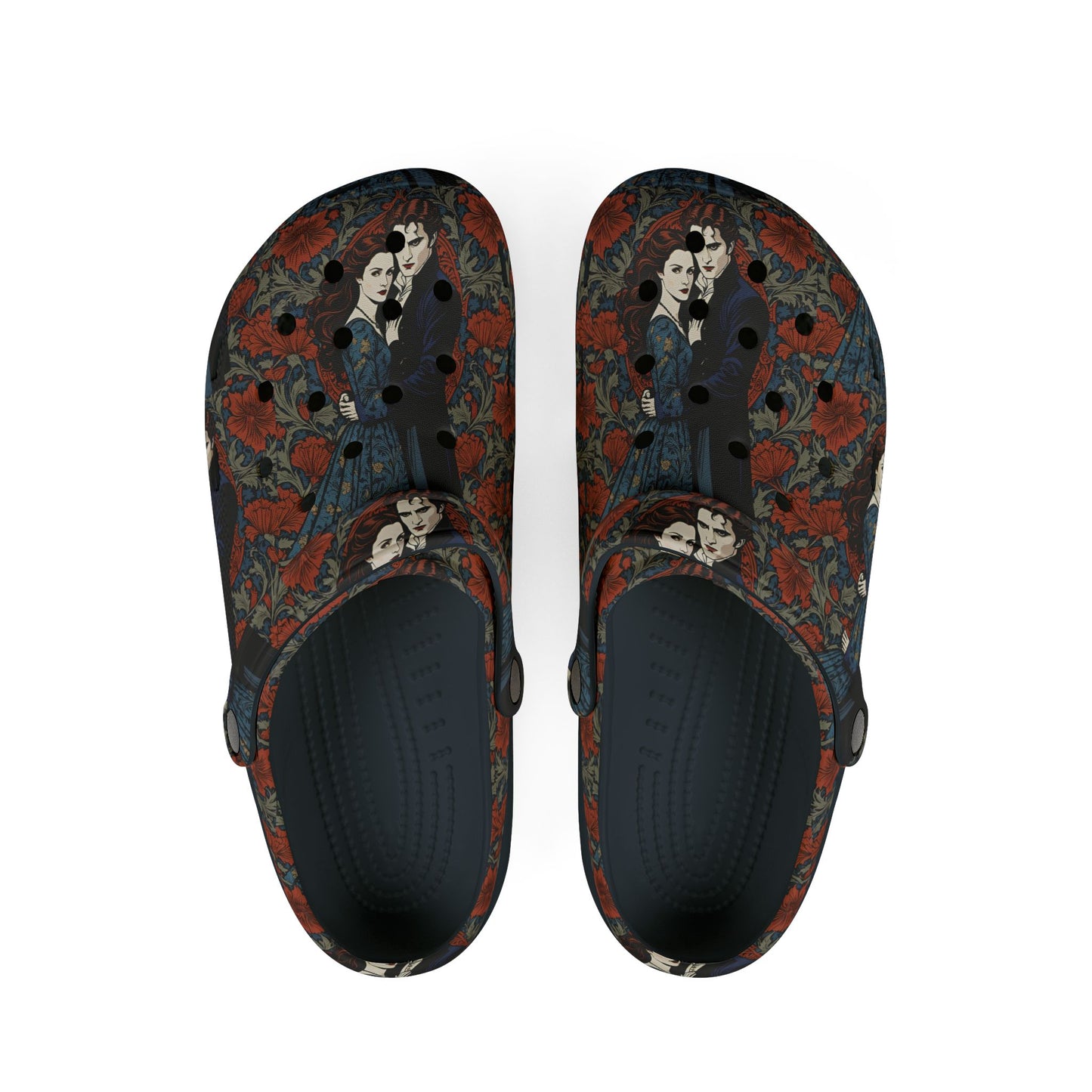 Rubber Shoes, Vampire Novel Art, Romantic Vampire Fan Clogs, Vampire Romance Movie Slides