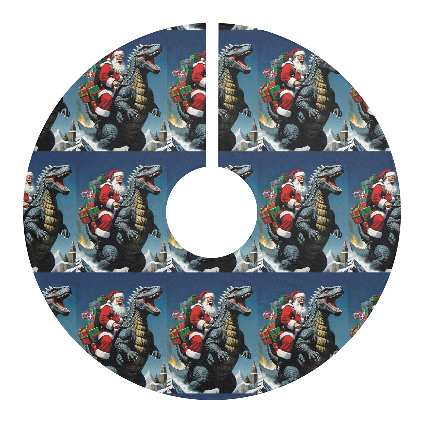 Godzilla Santa Christmas Tree Skirt