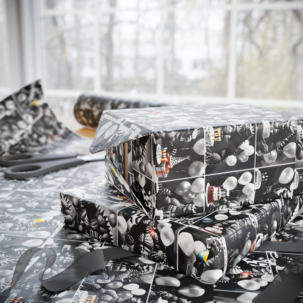 Funny Vintage Monster Birthday Wrapping Paper