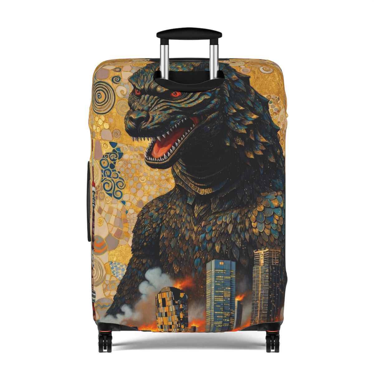 Art Nouveau Golden Monster Luggage Cover - Elastic Suitcase Protector for Travel