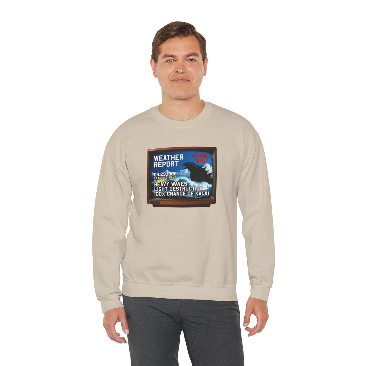 Kaiju Weather Report Sweatshirt | Retro Japanese Monster Graphic Crewneck
