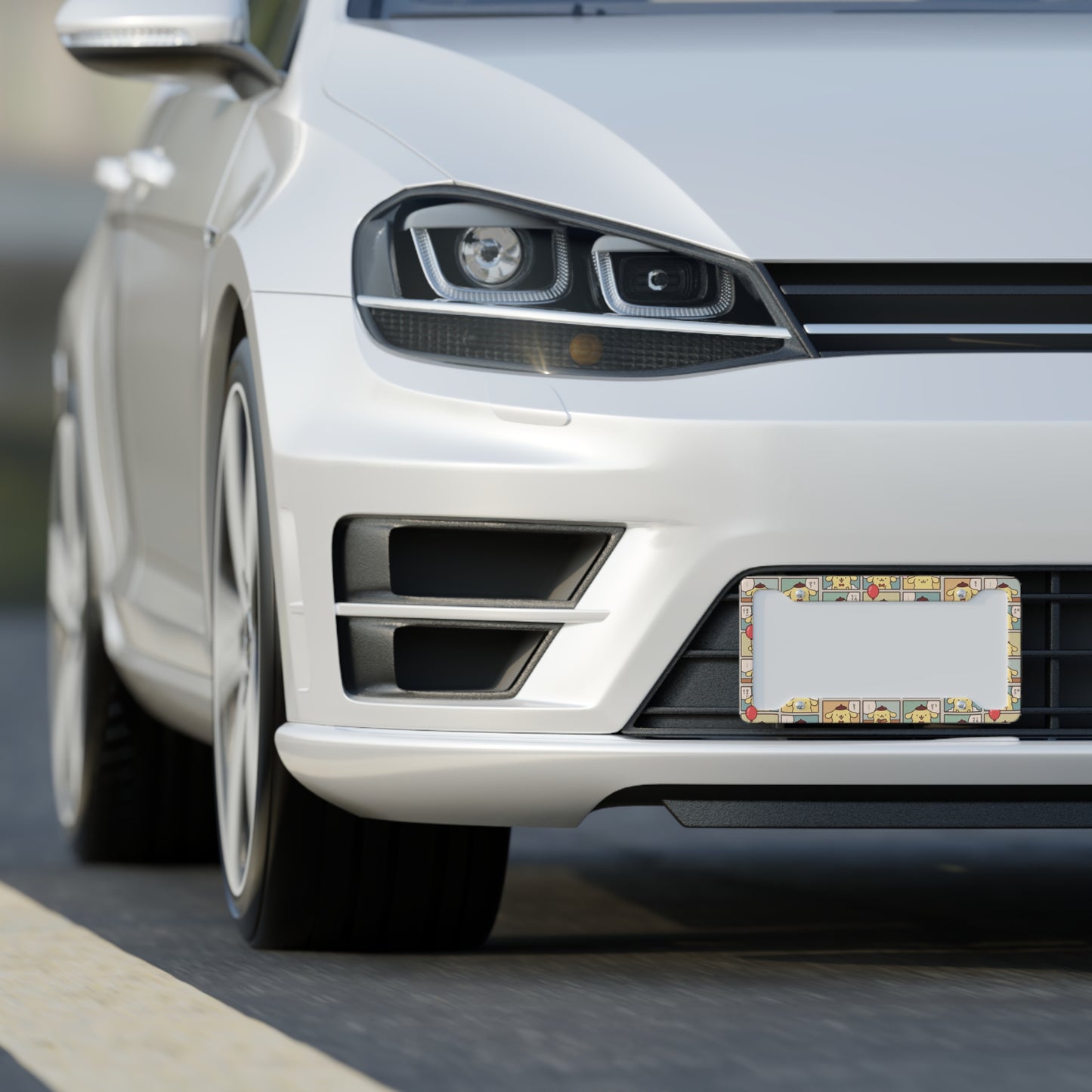 Pom Anime Pattern License Plate Frame — Cute Car Accessory