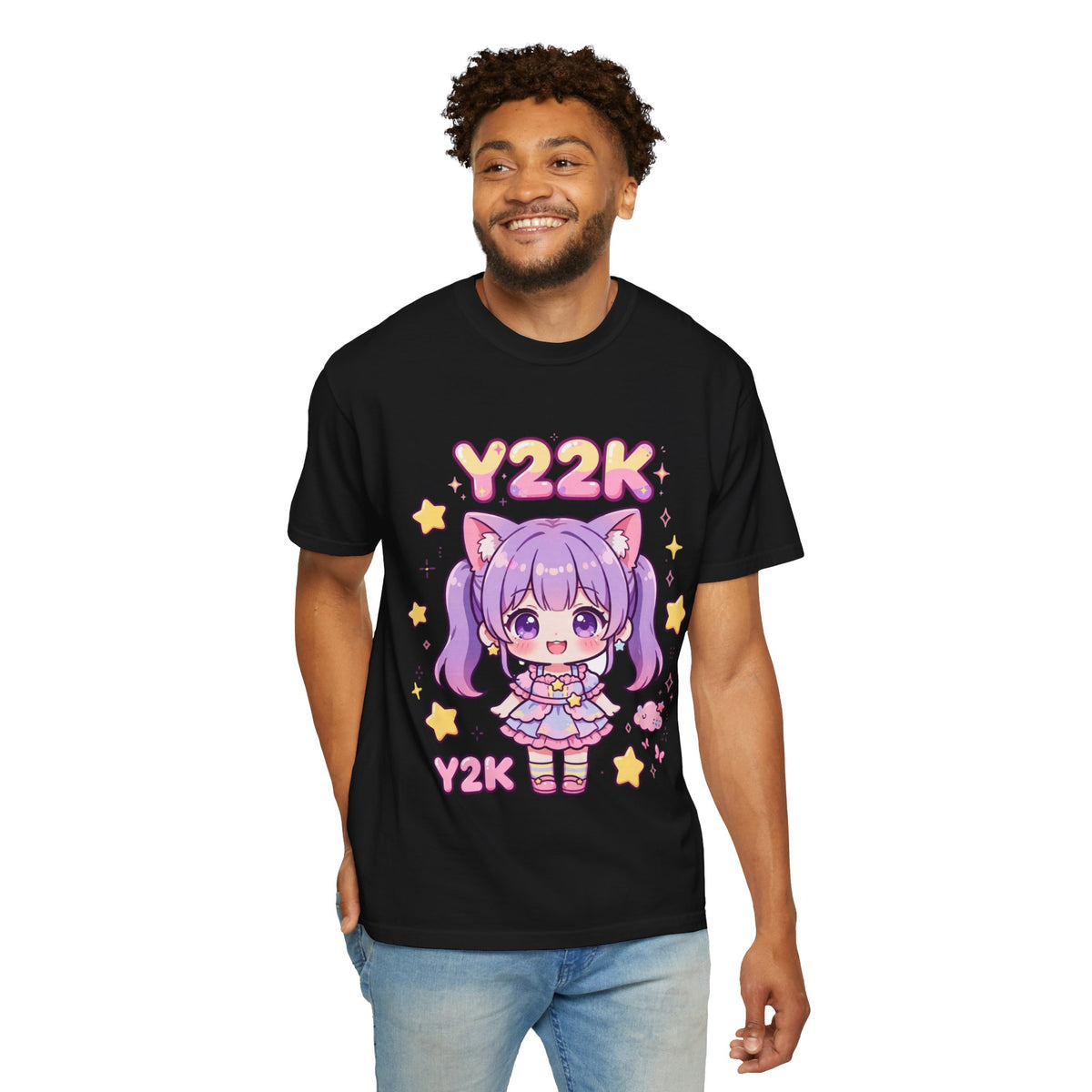 Y2K Anime Catgirl Graphic T-Shirt – Pastel Chibi Kawaii Tee | Heavyweight Cotton Y2K Streetwear