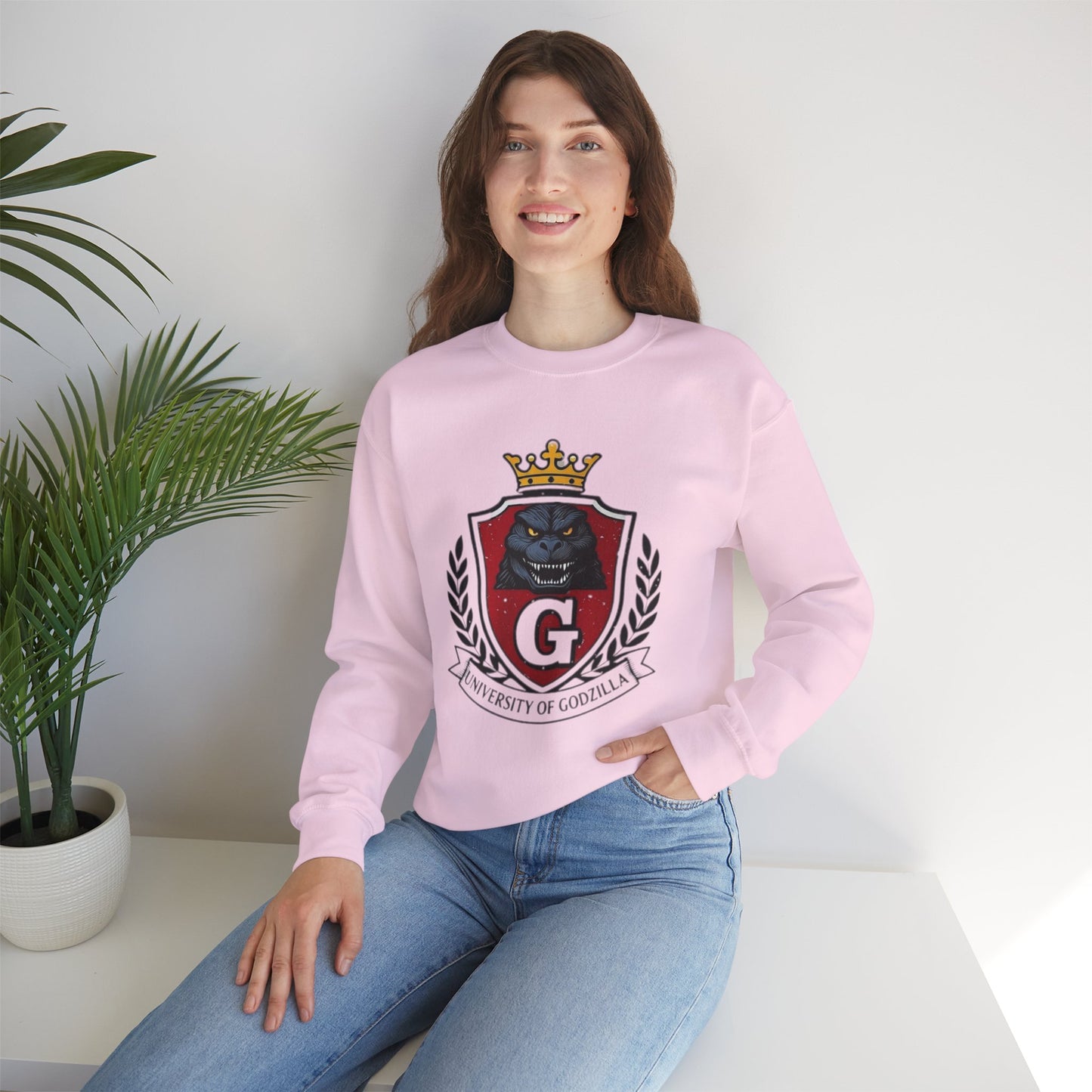 Godzilla University Sweatshirt, Designer Graphic Crewneck, Christmas Gift, Godzilla Shirt, Unique Pullover