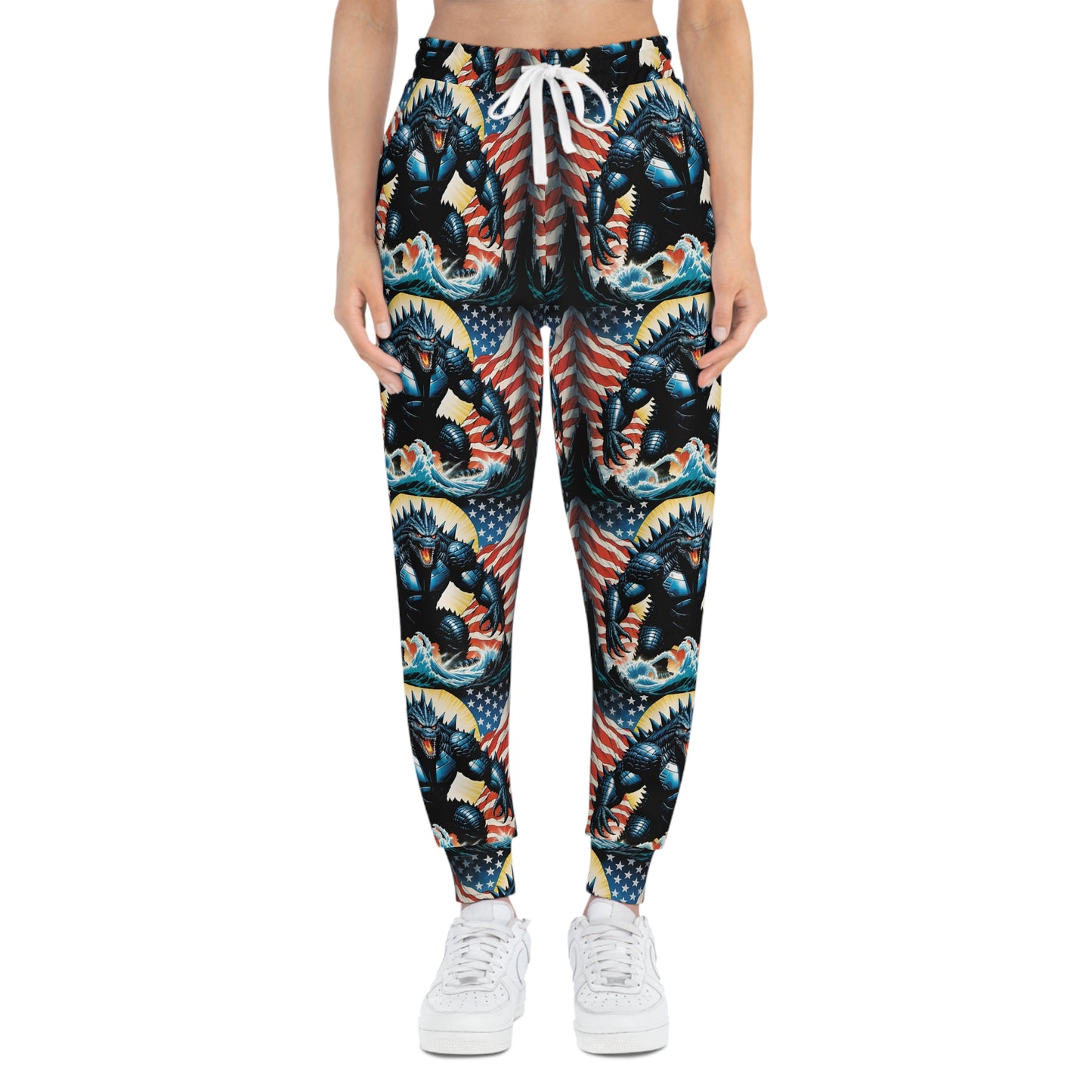 Patriotic | USA | Godzilla Sweatpants | Japanese Art | Stylish Gym Joggers | Monster Leisure Pants