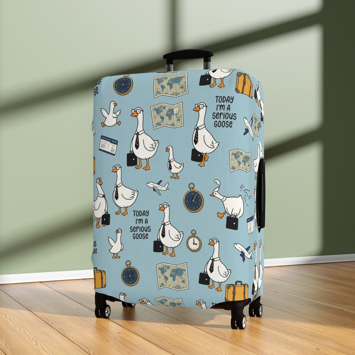 Today I'm A Serious Goose - Funny Goose Luggage Cover | Cute Cartoon Suitcase Protector