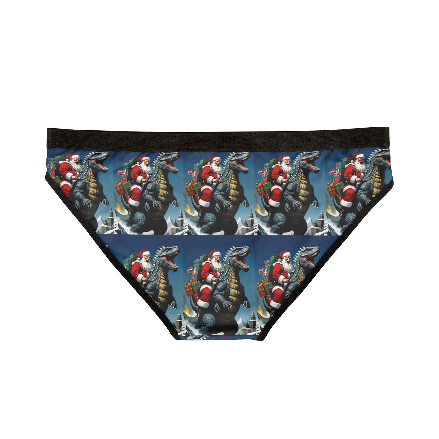 Festive Godzilla Women's Underwear, Novelty Briefs, Fun Holiday Lingerie, Unique Christmas Gifts, AOP Design, Kawaii Underwear