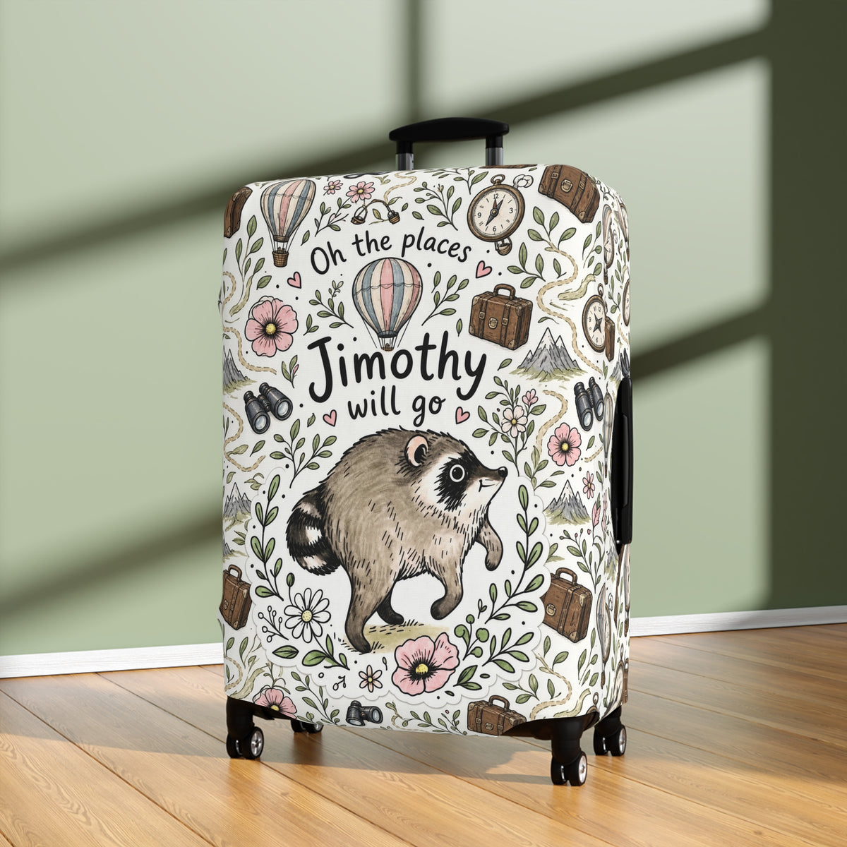 Jimothy Raccoon Luggage Cover - Cute Funny Raccoon Suitcase Cover