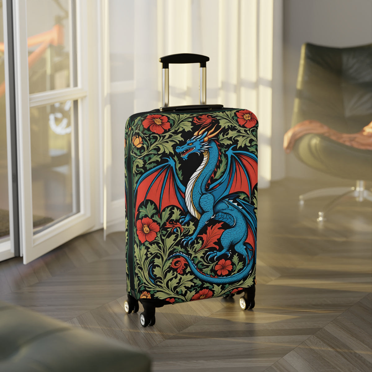 Dragon Luggage Cover - Fantasy Medieval Suitcase Protector