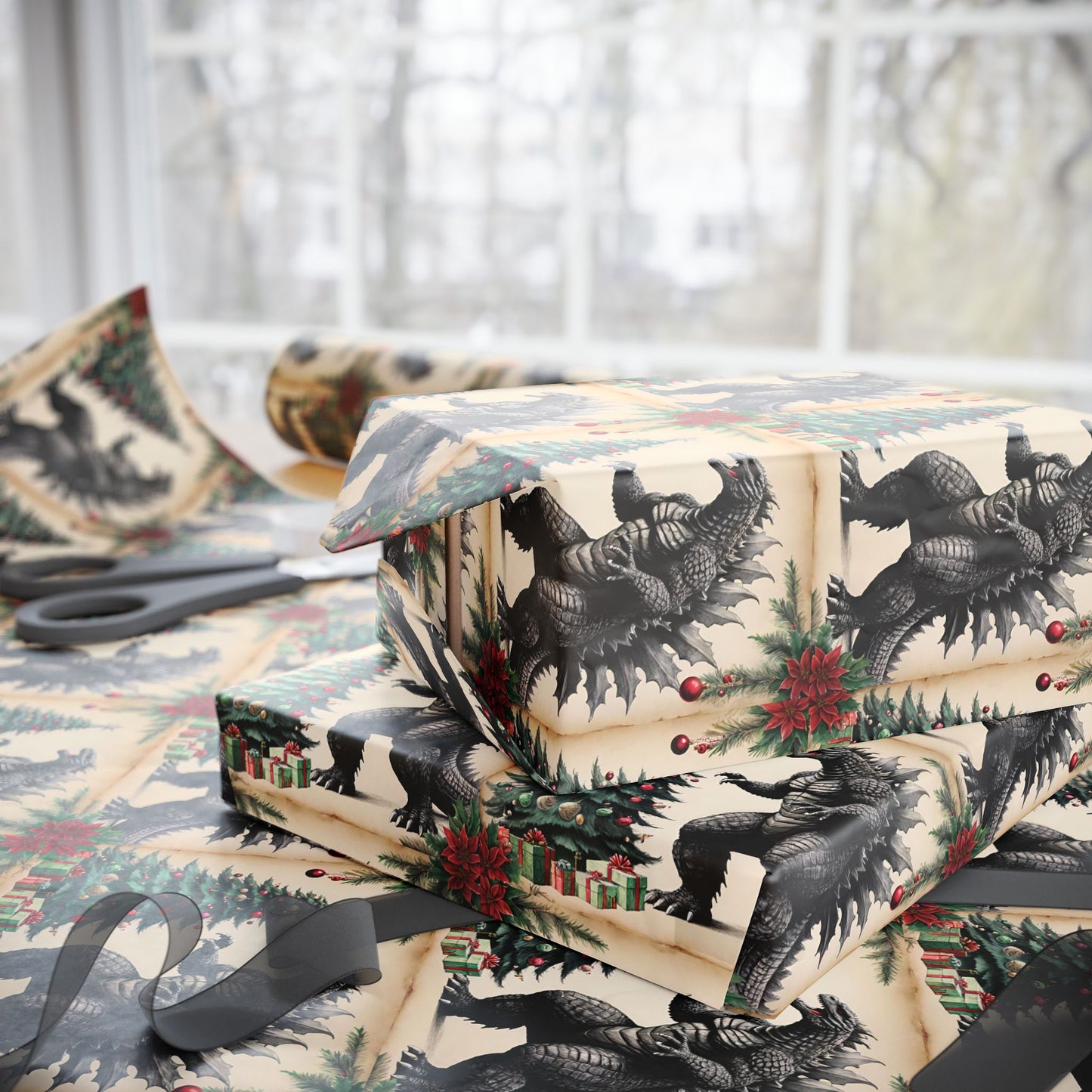 Wrapping Paper Godzilla Christmas Gift Wrap