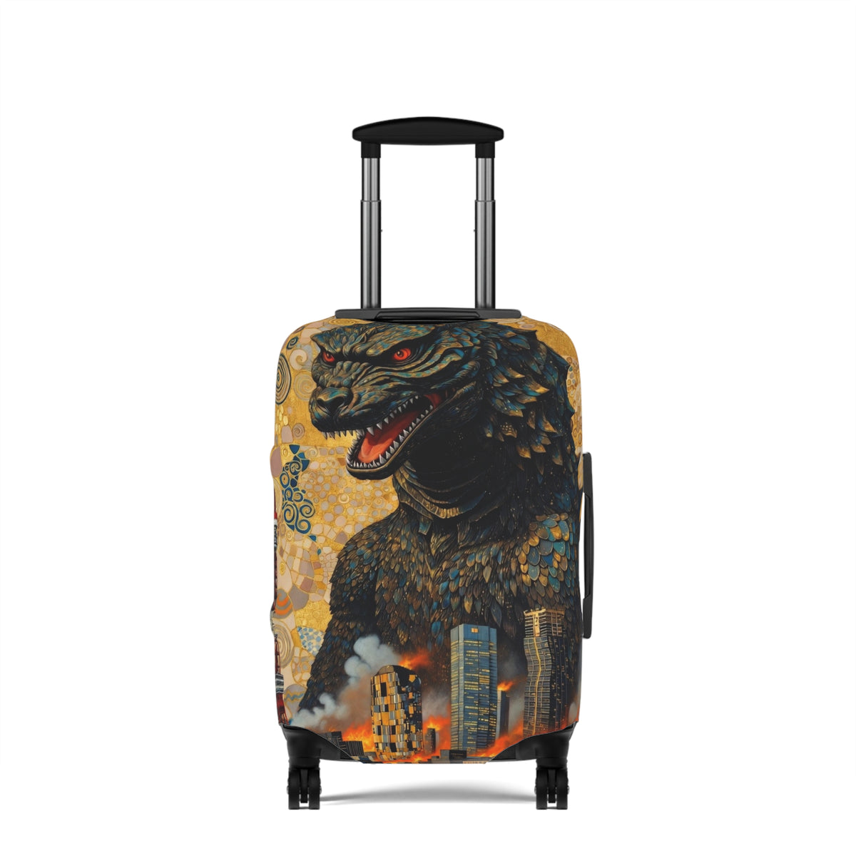 Art Nouveau Golden Monster Luggage Cover - Elastic Suitcase Protector for Travel