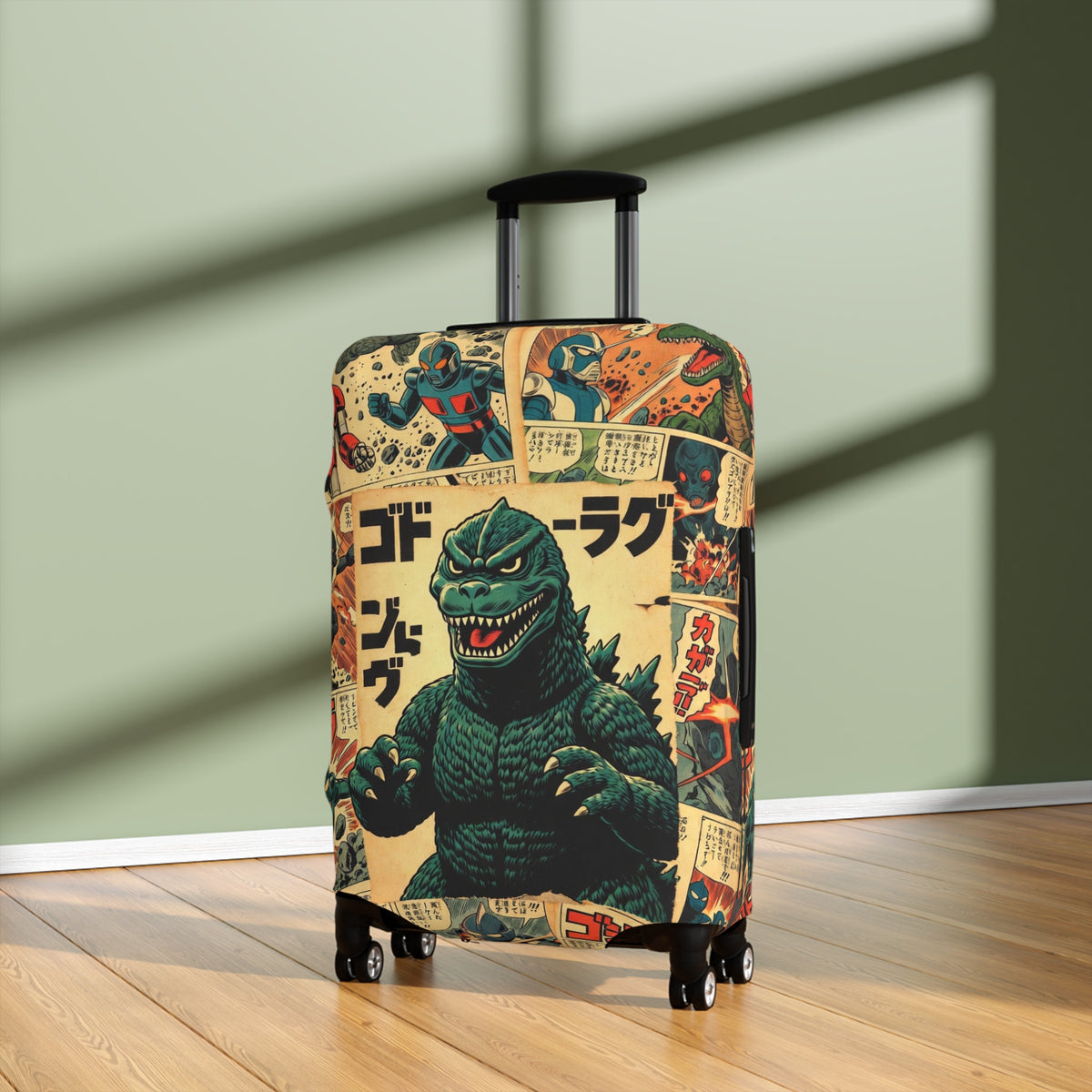 Vintage Monster Collage Luggage Cover - Retro Suitcase Protector
