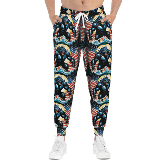 Patriotic | USA | Godzilla Sweatpants | Japanese Art | Stylish Gym Joggers | Monster Leisure Pants