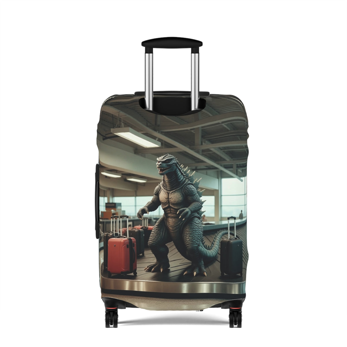 Funniest Monster Airport Luggage Cover - Fun Vintage Travel Suitcase Protector