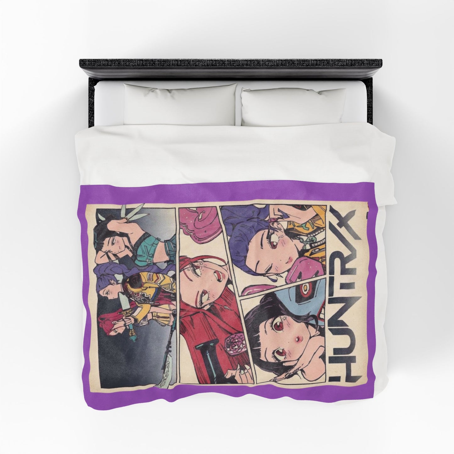 Kpop blanket, kpop art Velveteen Plush Blanket — Kawaii Comic Panel Throw