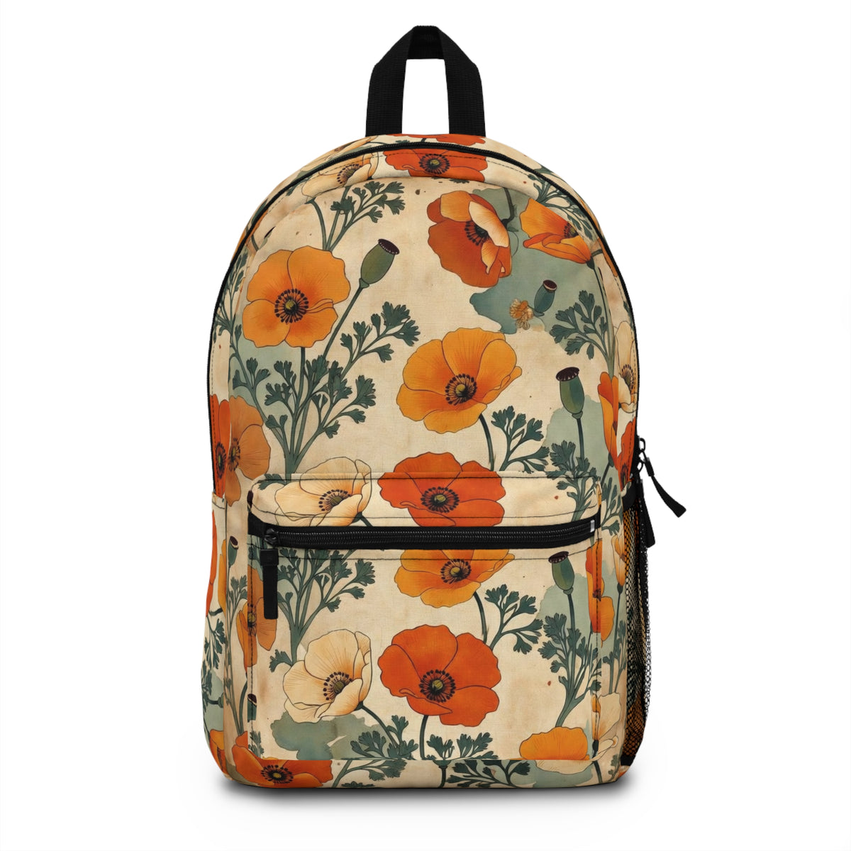 California Poppy Backpack – Vintage Botanical Floral Daypack