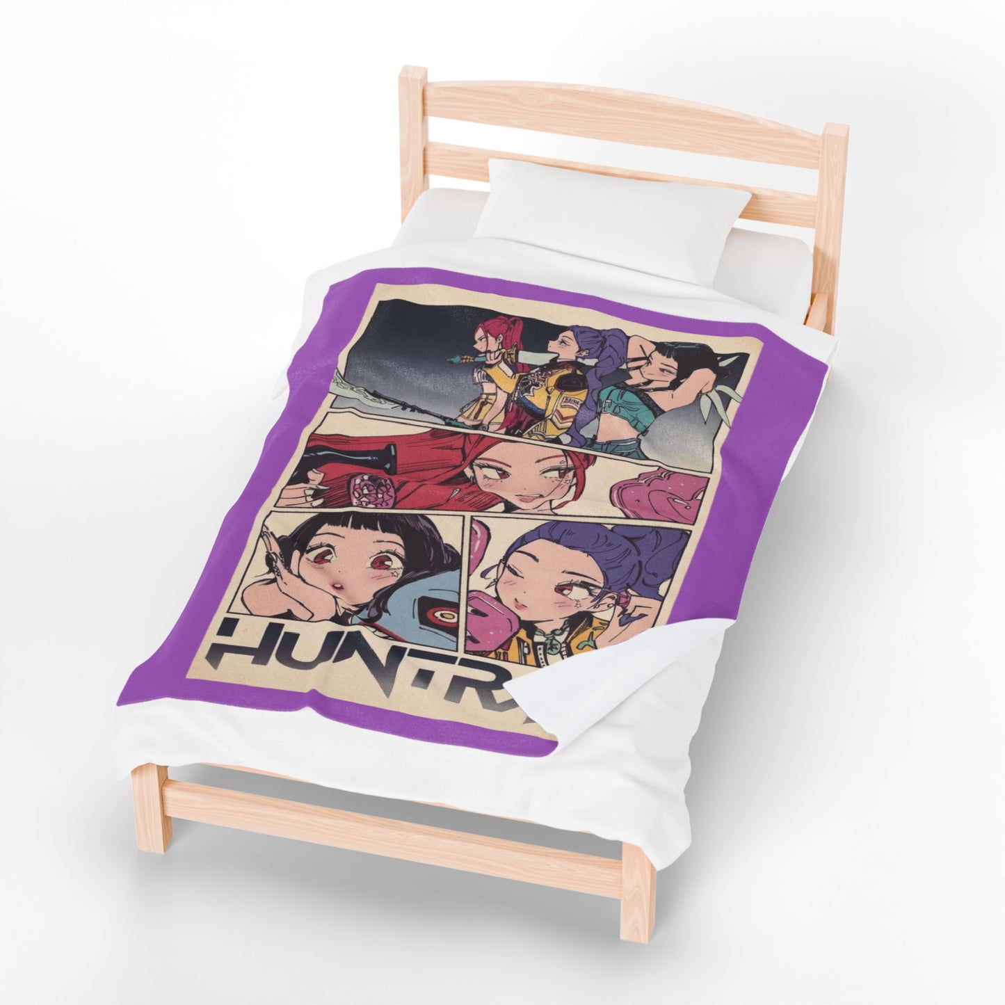 Kpop blanket, kpop art Velveteen Plush Blanket — Kawaii Comic Panel Throw