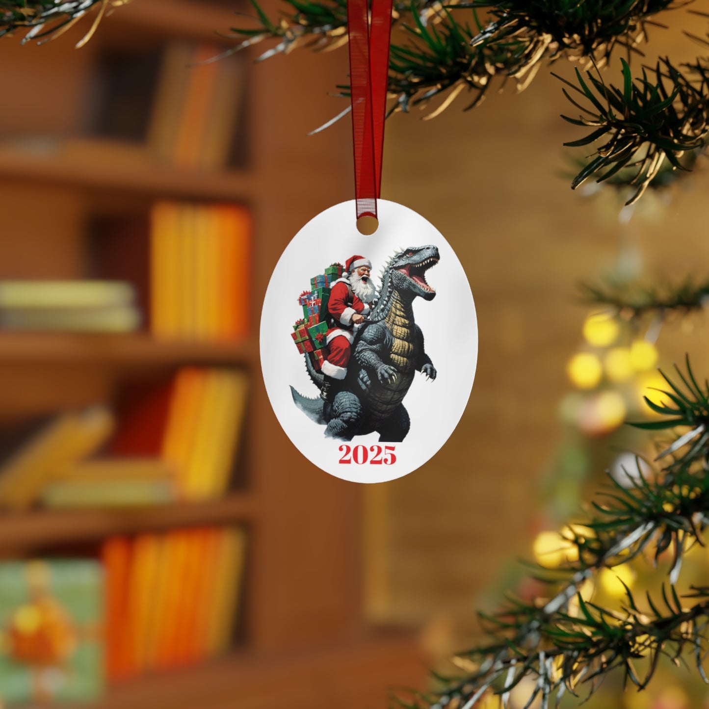 Christmas Ornament Metal Ornaments - Godzilla and Santa Clause 2025