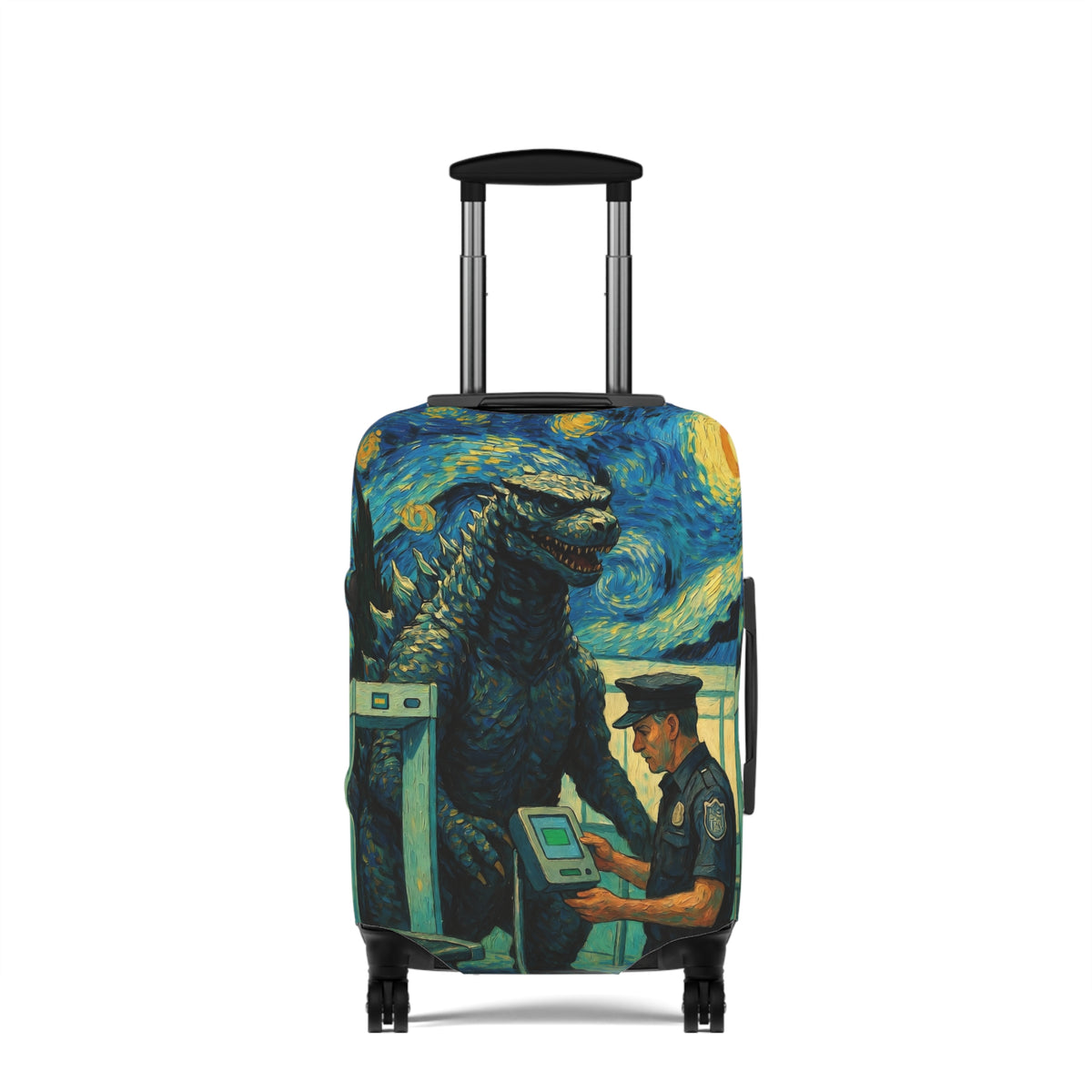 Funny Giant Monster Airport Suitcase Cover | Surreal Night Sky Luggage Protector
