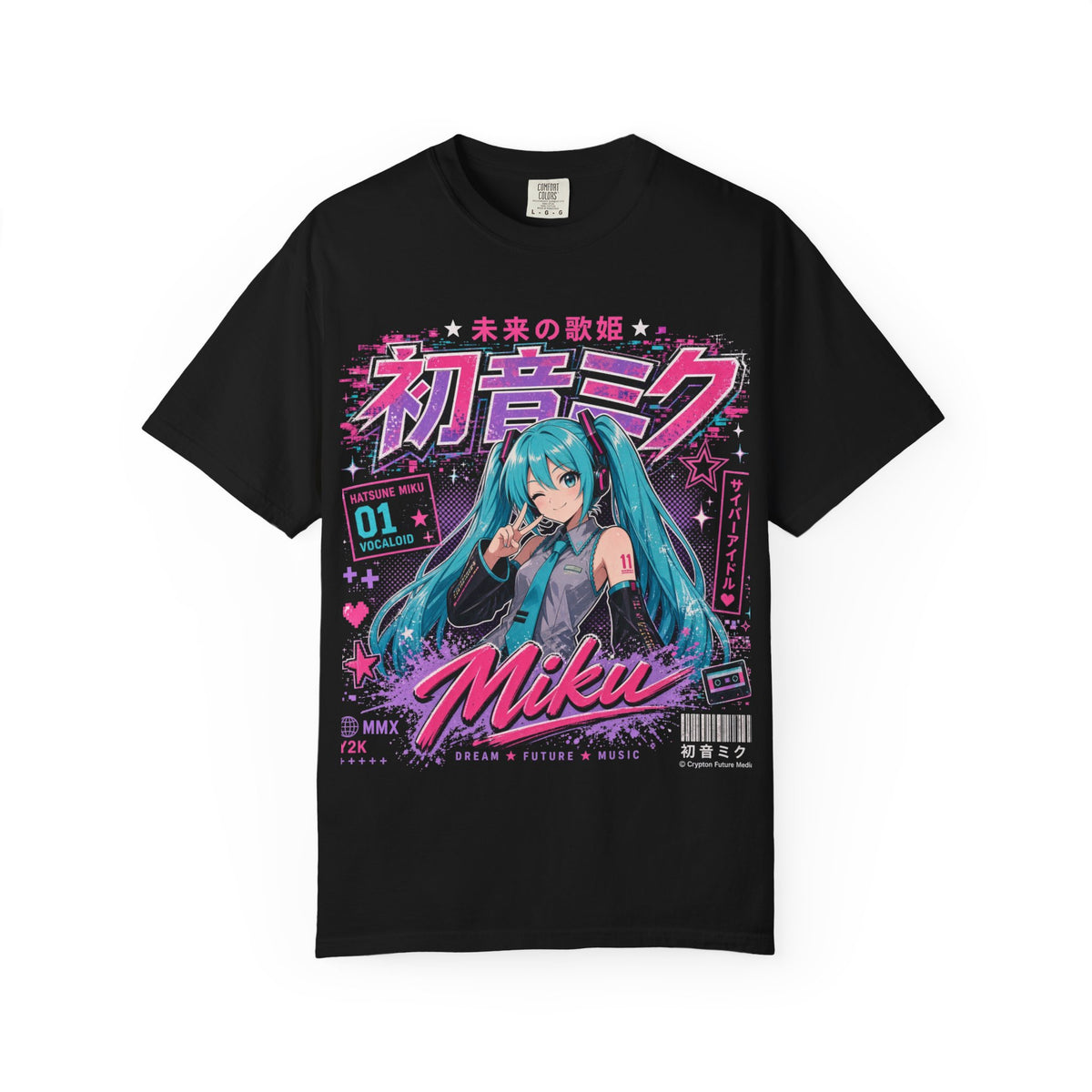 Y2K Anime Girl Graphic T-Shirt - Teal Hair Virtual Pop Star Tee