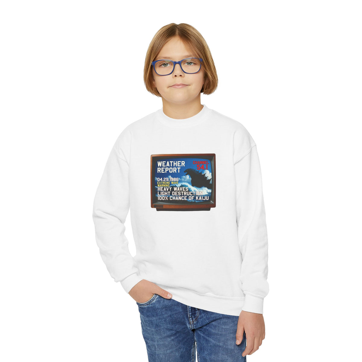 Youth Kaiju Weather Sweatshirt - 90% Chance of Fun