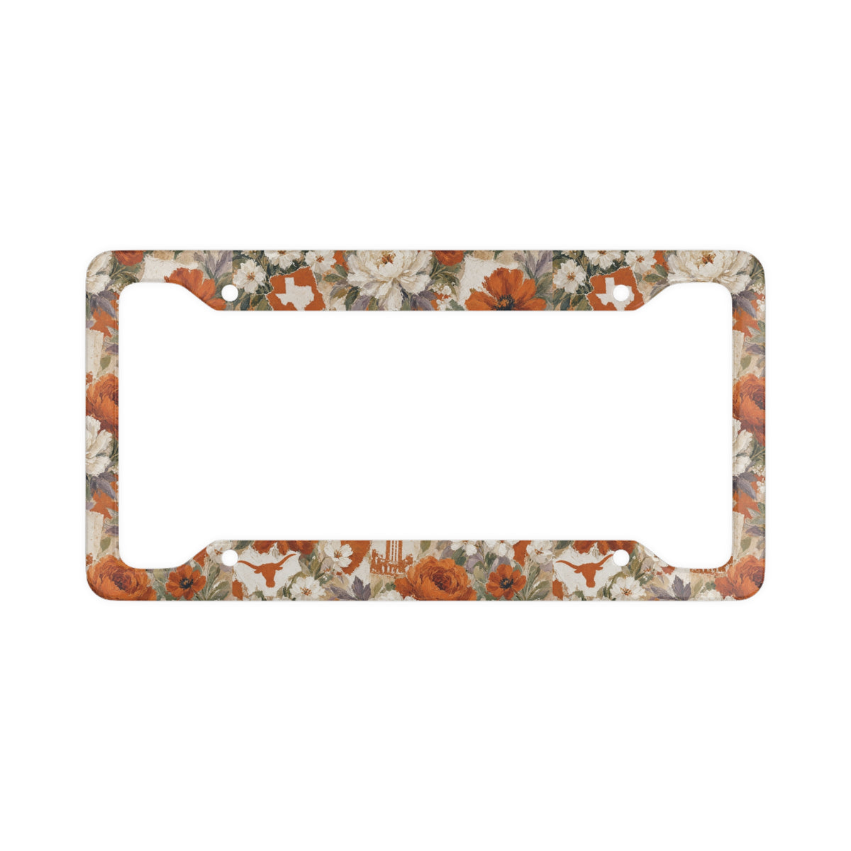 Vintage Texas Wildflower License Plate Frame – Floral Aluminum Car Tag Holder