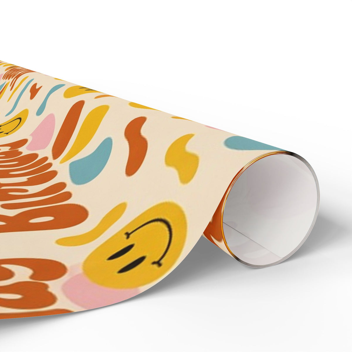 Groovy Smiley Happy Birthday Smiley Wrapping Paper Roll — Retro Colorful Party Gift Wrap