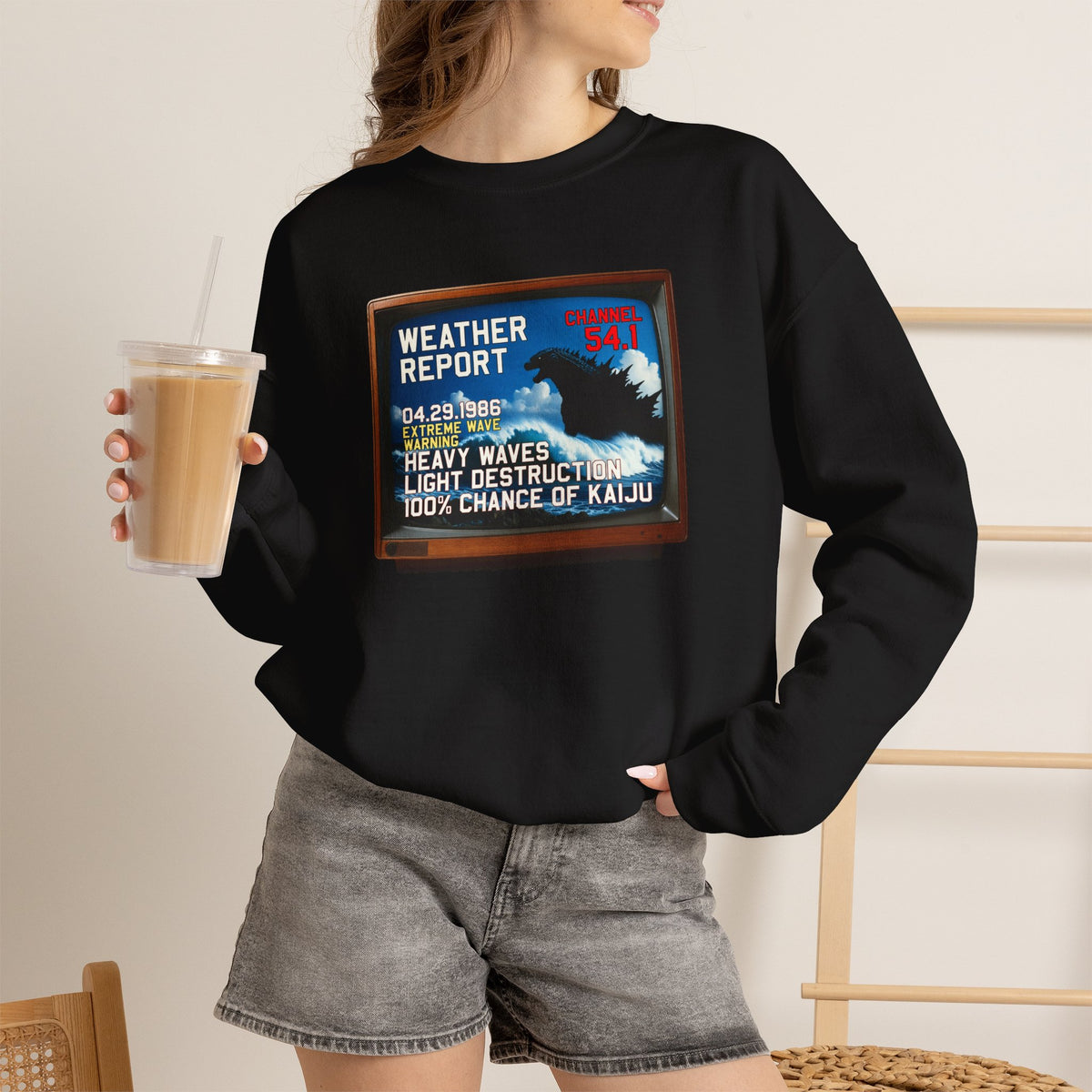Kaiju Weather Report Sweatshirt | Retro Japanese Monster Graphic Crewneck