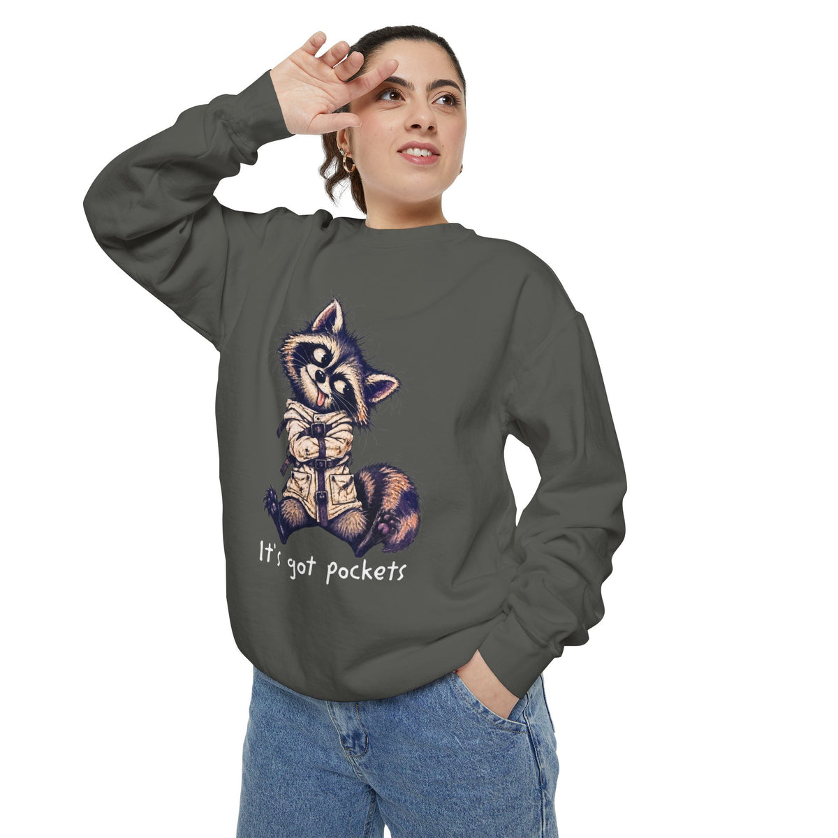 It’s Got Pockets Raccoon Sweatshirt