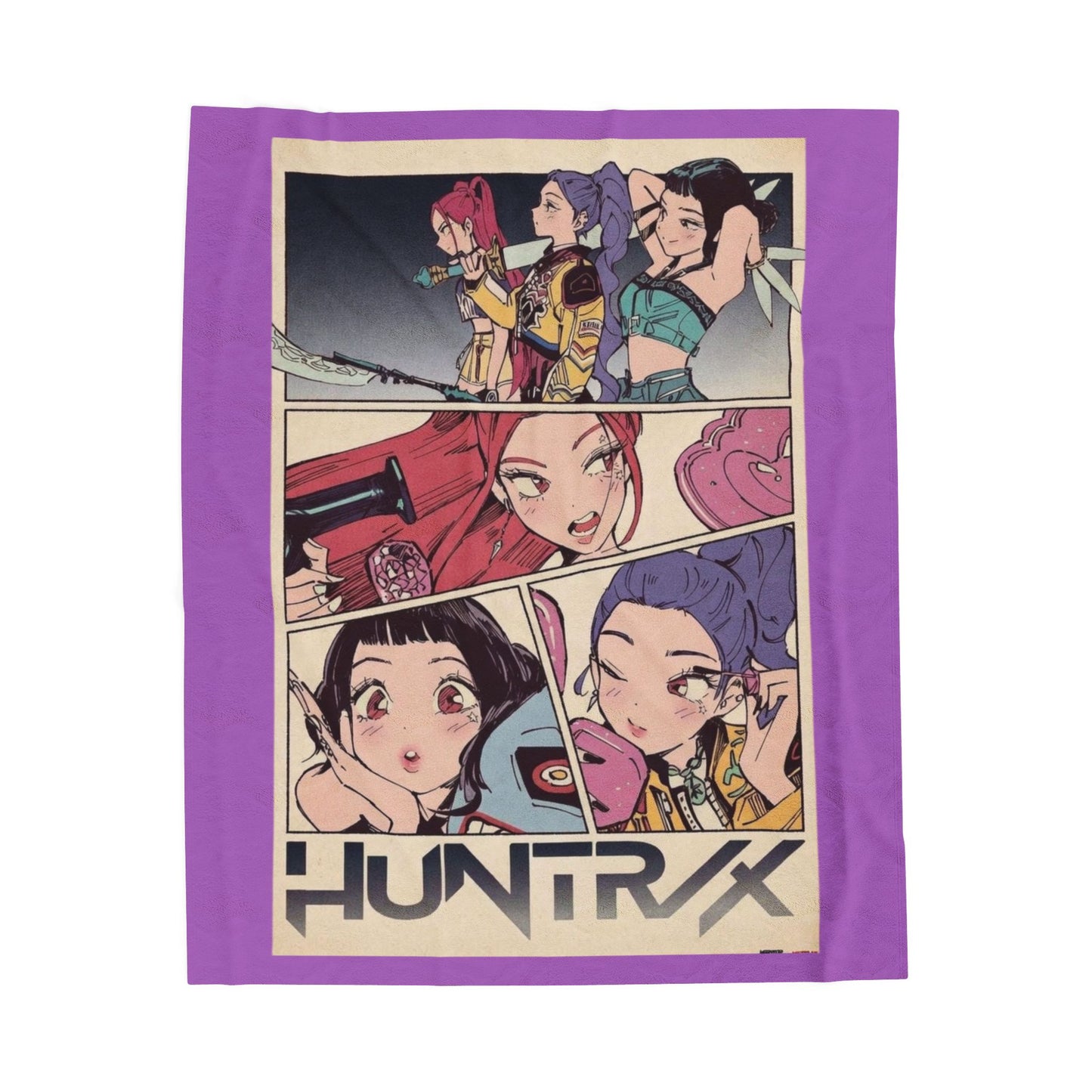 Kpop blanket, kpop art Velveteen Plush Blanket — Kawaii Comic Panel Throw