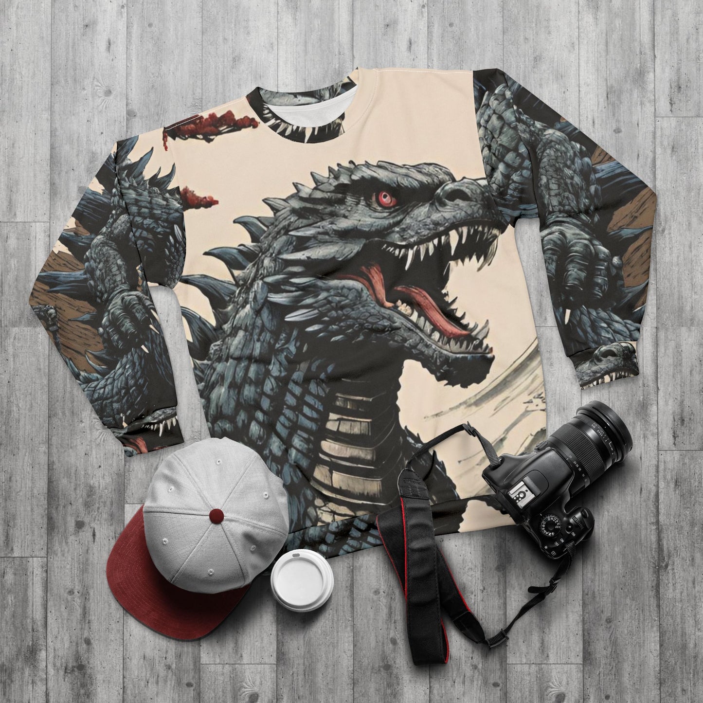 Unisex Kaiju Japanese Sweatshirt - Bold Graphic Tee for Godzilla Fans, Comfort Wear, Streetwear, Gift for Movie Lovers, Trendy Pullover