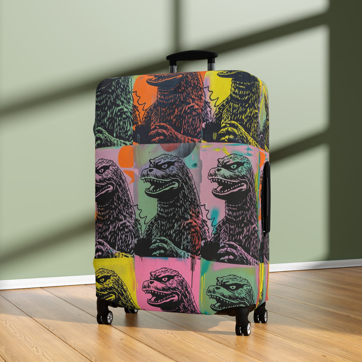Pop Art Monster Luggage Cover - Fun Travel Gift for Suitcase Lovers