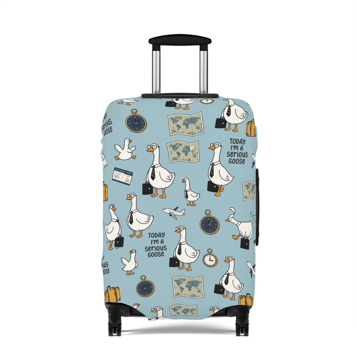 Today I'm A Serious Goose - Funny Goose Luggage Cover | Cute Cartoon Suitcase Protector