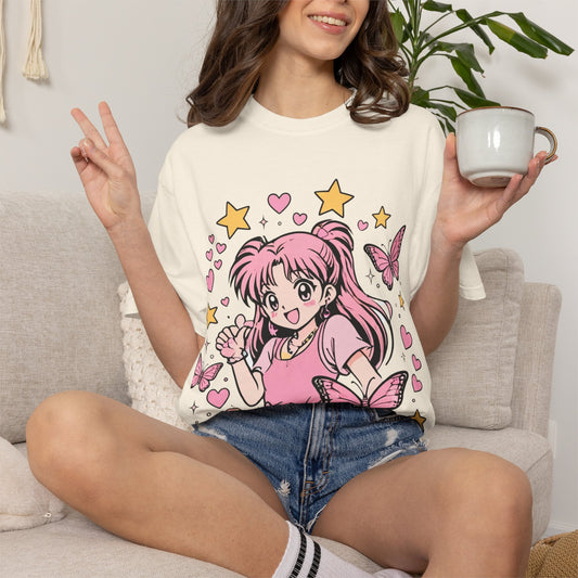 Y2K Magical Girl Butterfly Graphic Tee – Cute Anime Aesthetic T-Shirt, Kawaii Streetwear Shirt