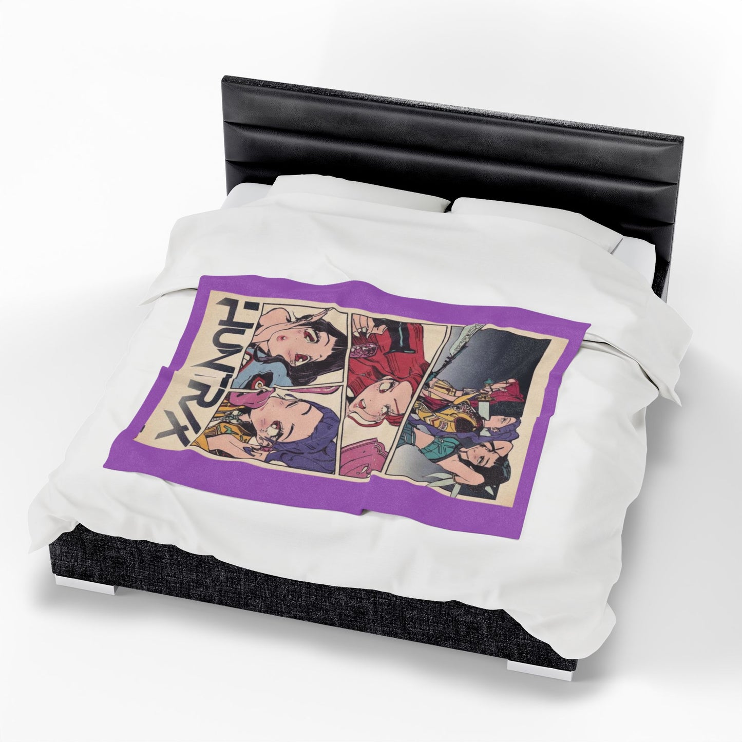 Kpop blanket, kpop art Velveteen Plush Blanket — Kawaii Comic Panel Throw