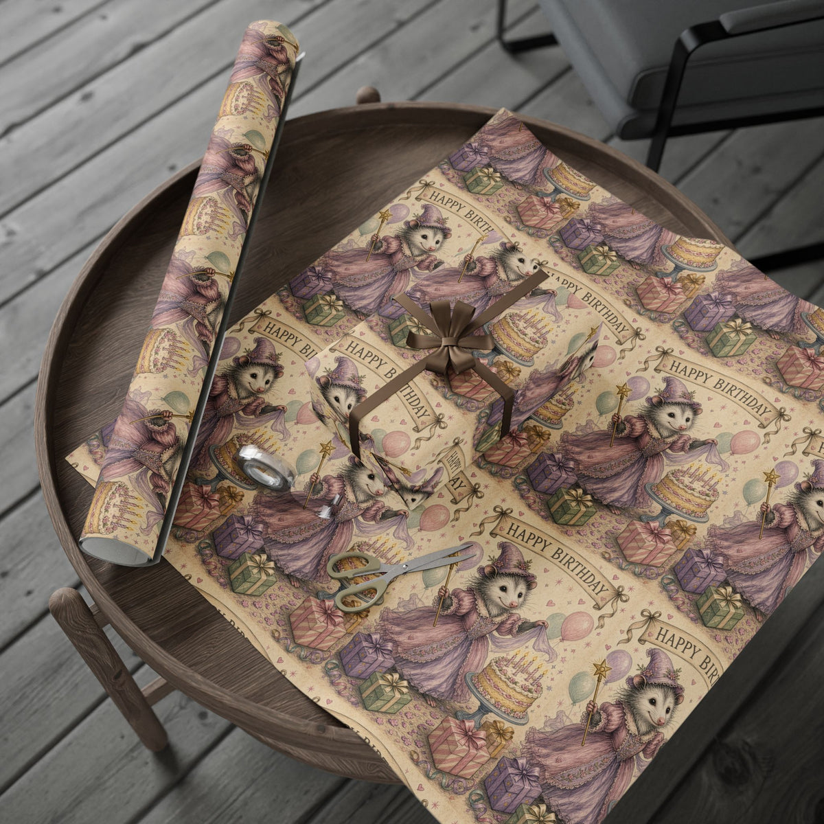 Funny Opossum Birthday Wrapping Paper