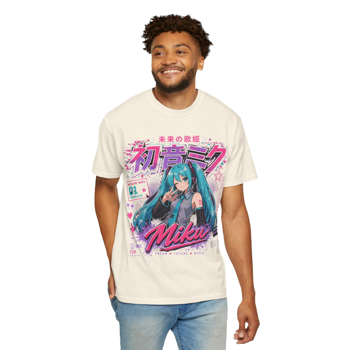 Y2K Anime Girl Graphic T-Shirt - Teal Hair Virtual Pop Star Tee