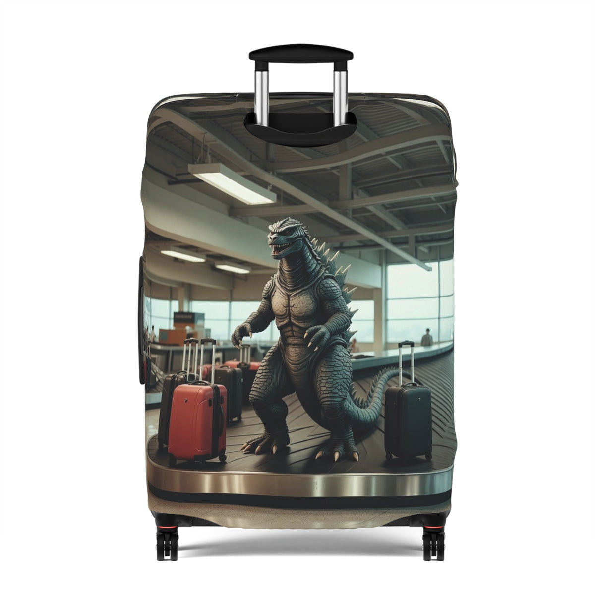 Funniest Monster Airport Luggage Cover - Fun Vintage Travel Suitcase Protector