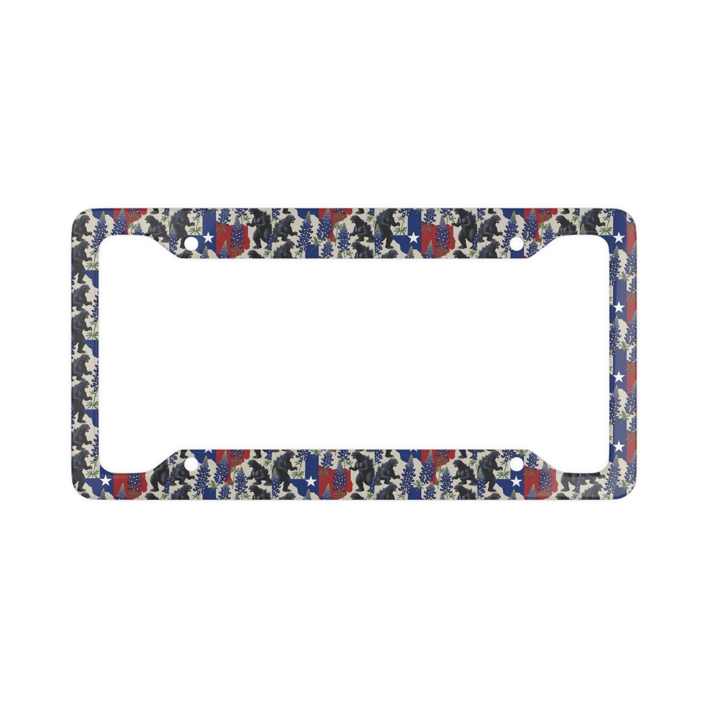 Texas Godzilla License Plate Frame | Bluebonnets Texas Flag Car Accessory