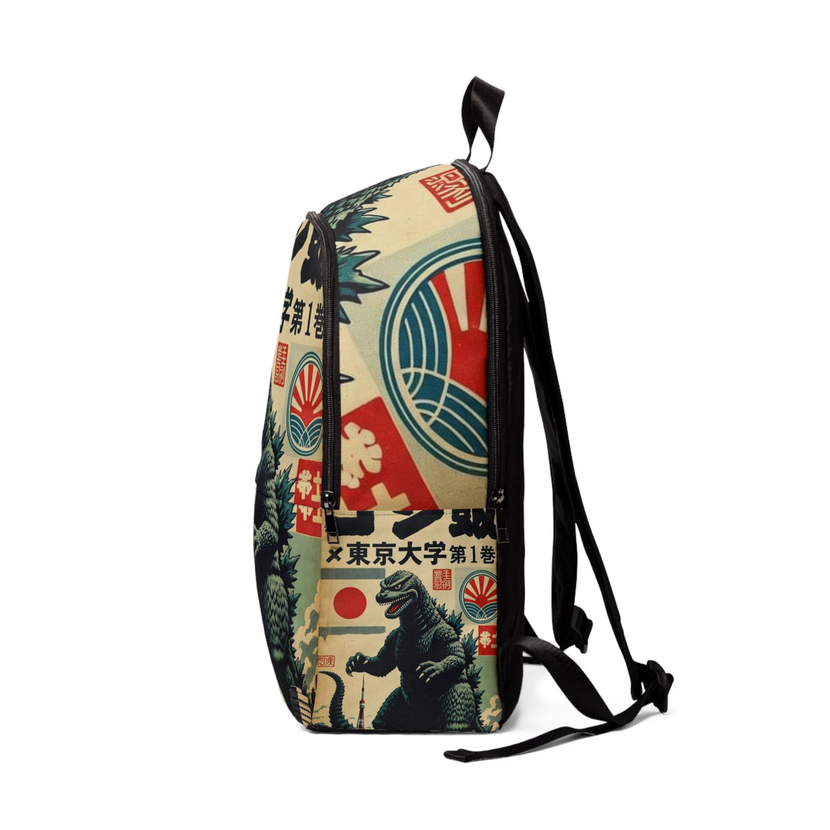 Godzilla Vintage Tokyo Poster Backpack — Retro Japanese Monster School Bag