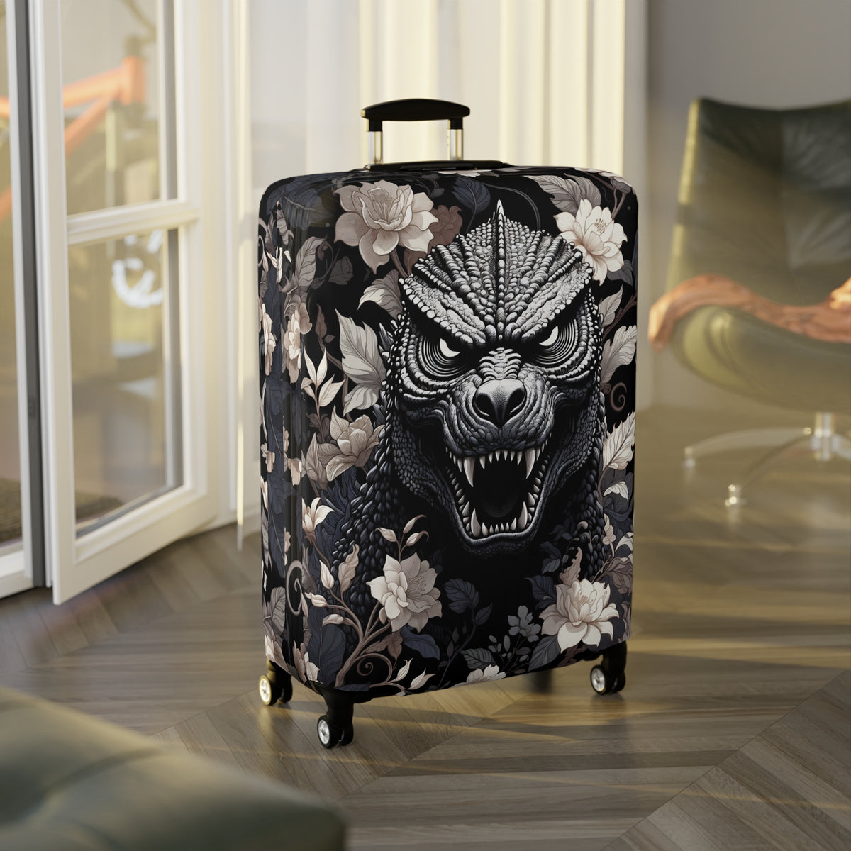 Giant Monster Face Luggage Cover - Bold Travel Gift for Him or Her