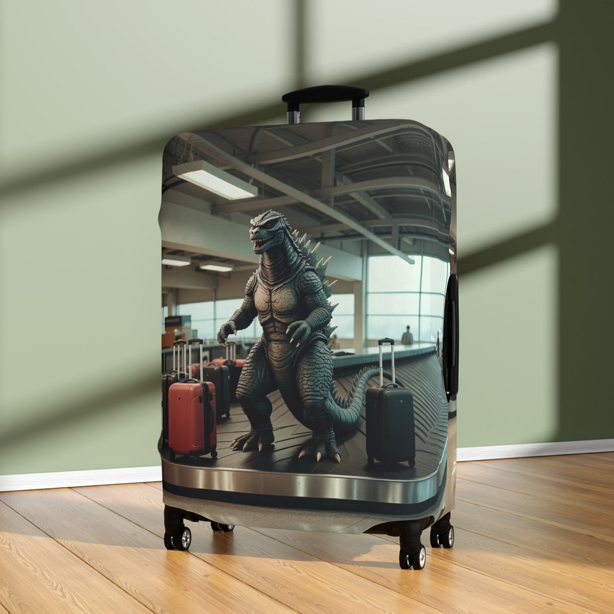 Funniest Monster Airport Luggage Cover - Fun Vintage Travel Suitcase Protector