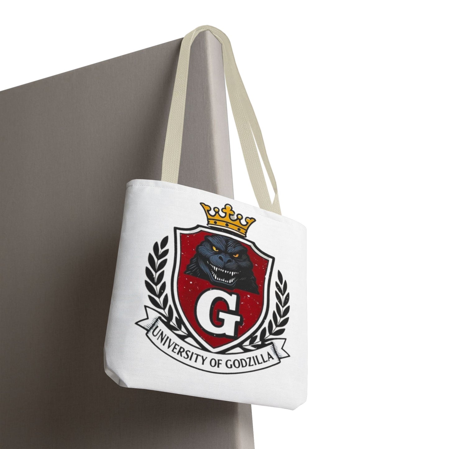 Godzilla University Tote Bag | Fun Bag, Gift for Movies Fans, Cute Carryall, College Spirit, Party Favor, Art Print