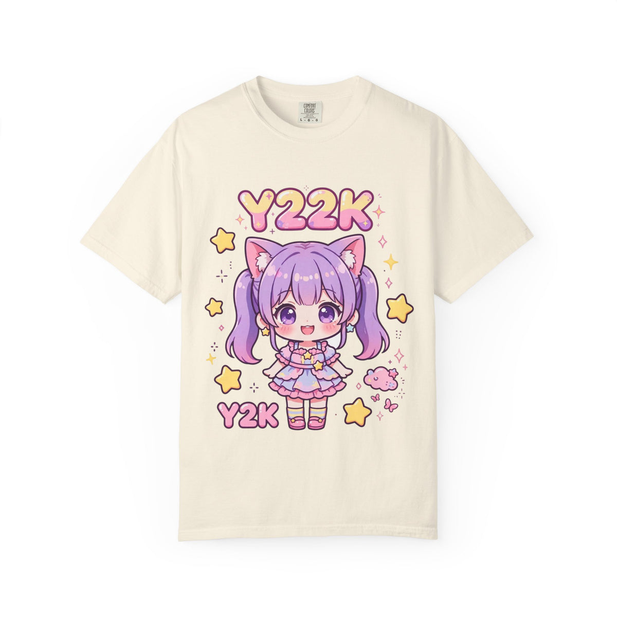 Y2K Anime Catgirl Graphic T-Shirt – Pastel Chibi Kawaii Tee | Heavyweight Cotton Y2K Streetwear