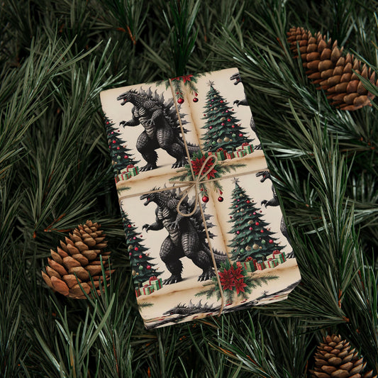 Vintage Giant Monster Christmas Wrapping Paper