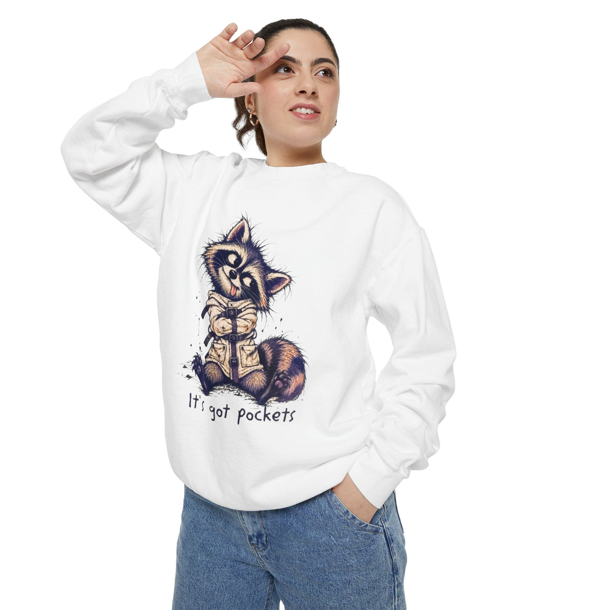 It’s Got Pockets Raccoon Sweatshirt