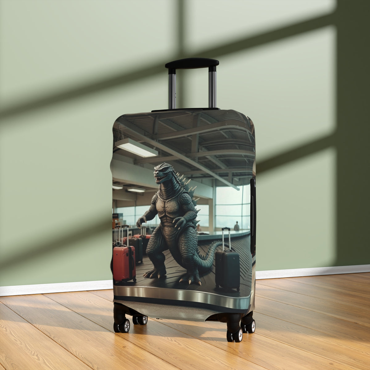 Funniest Monster Airport Luggage Cover - Fun Vintage Travel Suitcase Protector