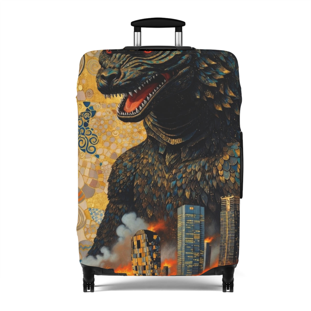 Art Nouveau Golden Monster Luggage Cover - Elastic Suitcase Protector for Travel