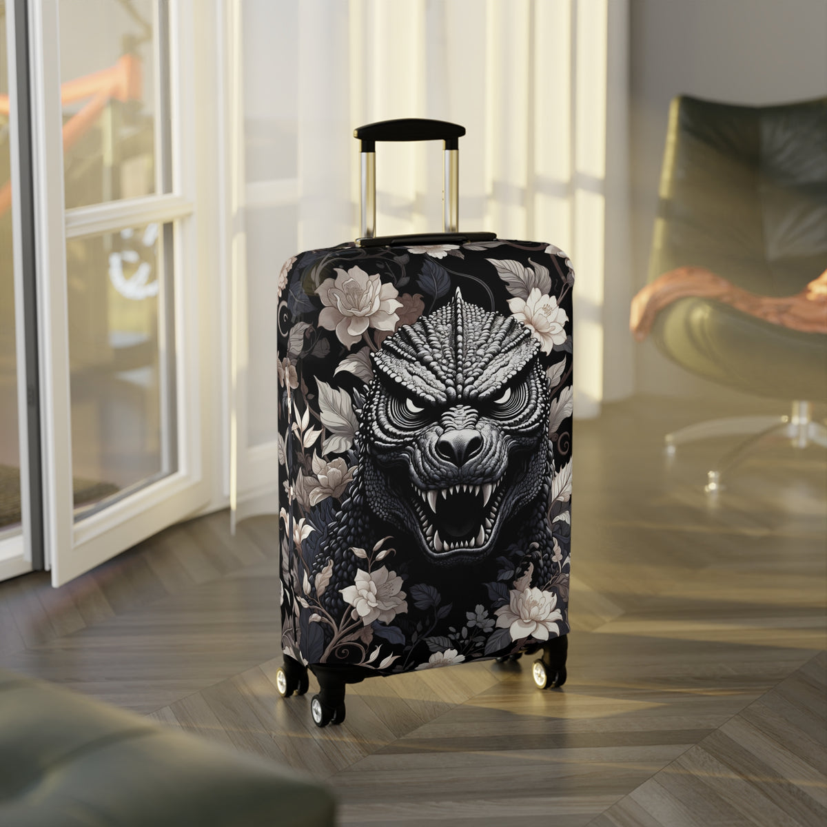 Giant Monster Face Luggage Cover - Bold Travel Gift for Him or Her